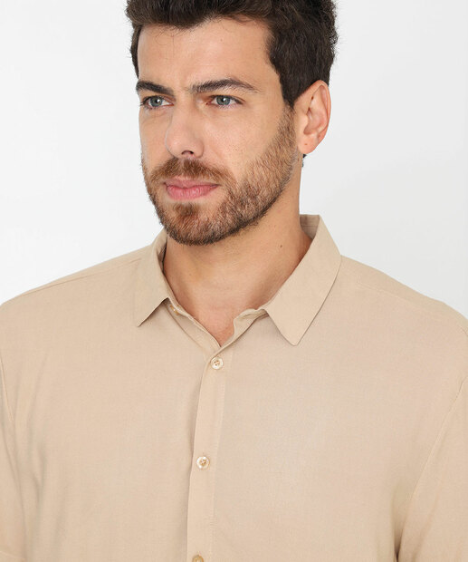 Camisa Masculina Manga Curta Marisa Marrom