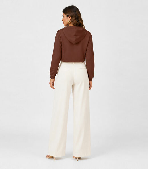 Blusão Com Capuz Feminino Em Moletom Infinita Cor Marrom