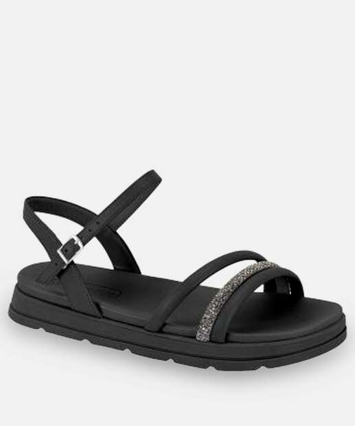 Image_Sandália Feminina Rasteira Strass Moleca Preto