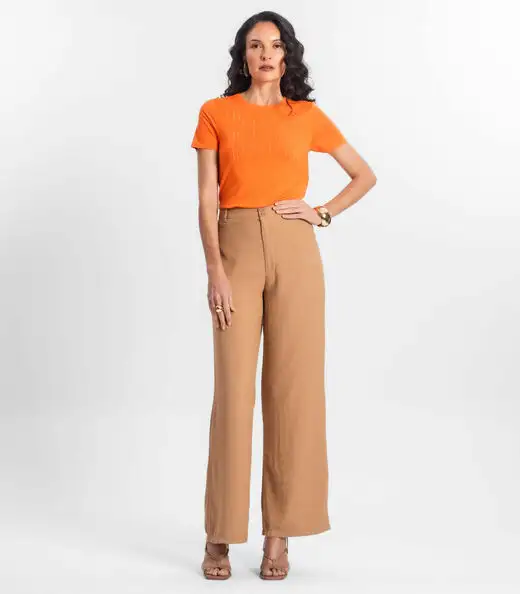 Blusa Feminina Manga Curta Select Laranja