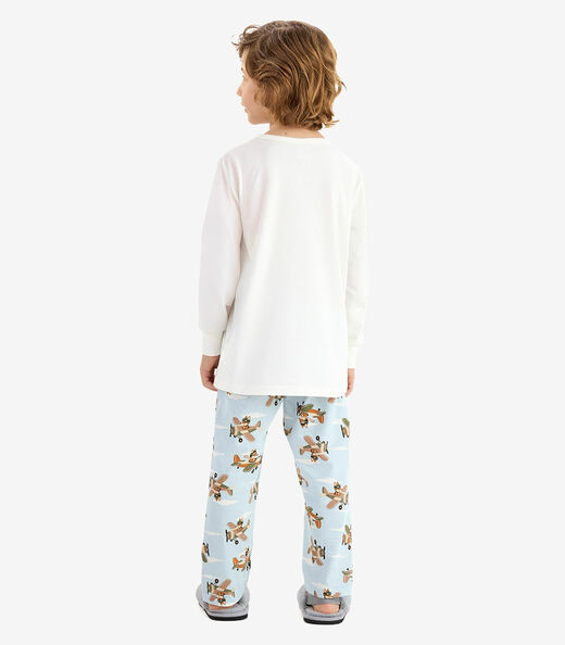 Pijama em Meia Malha Rovi Kids Bege