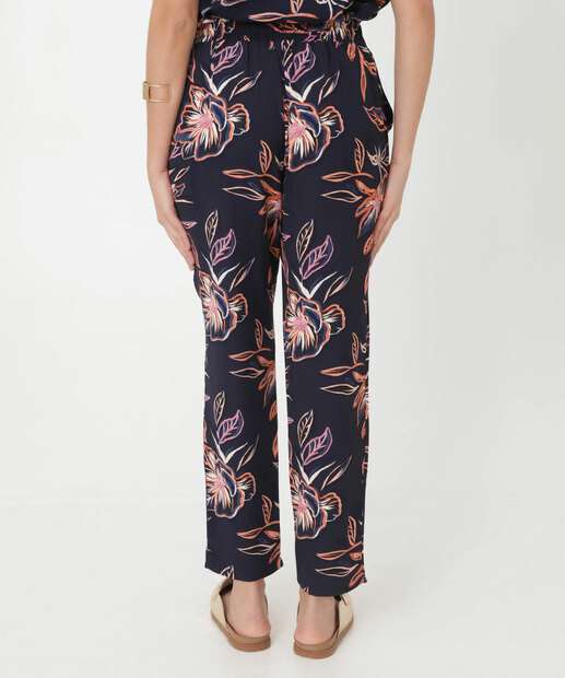 Calça Reta Feminina Estampa Flores Marisa