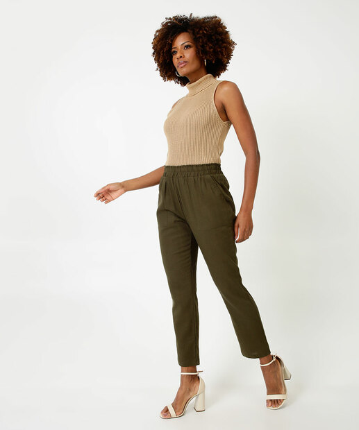 Calça Feminina Sarja Reta Clochard Bolsos Marisa