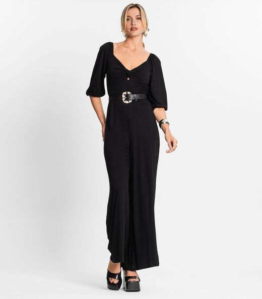 Macacão Feminino Manga 3/4 Endless Preto