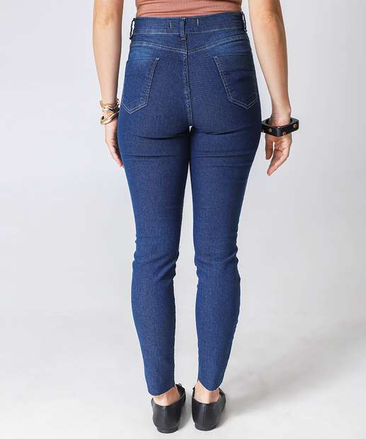 Calça Jeans Skinny Feminina Cintura Alta Azul