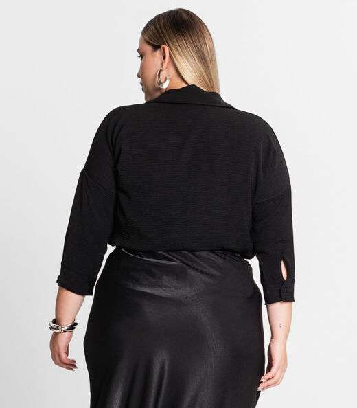 Camisa Manga 7/8 Air Flow Pesado Secret Glam Preto