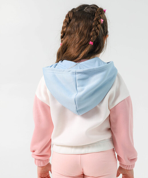 Blusão Infantil Moletom Capuz Recortes Marisa Tam 4 a 10 Azul