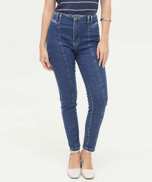 Calça Jeans Cigarrete Feminina Friso Sawary