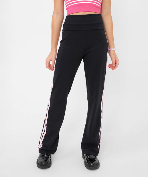 Calça Juvenil Flare Cotton Listras Marisa Tam 10 a 16 Preto