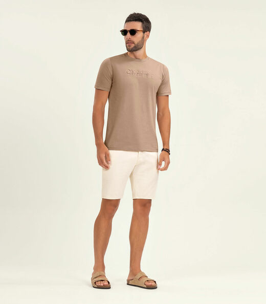 Camiseta Masculina Manga Curta Meia Malha Diametro Marrom