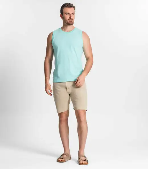 Regata Masculina Básico Meia Malha Diametro Azul