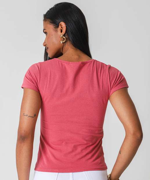 Blusa Feminina Básica Cotton Marisa Rosa
