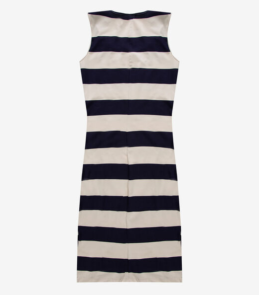 Vestido Midi Estampado Malha Cotton Infinita Cor Bege