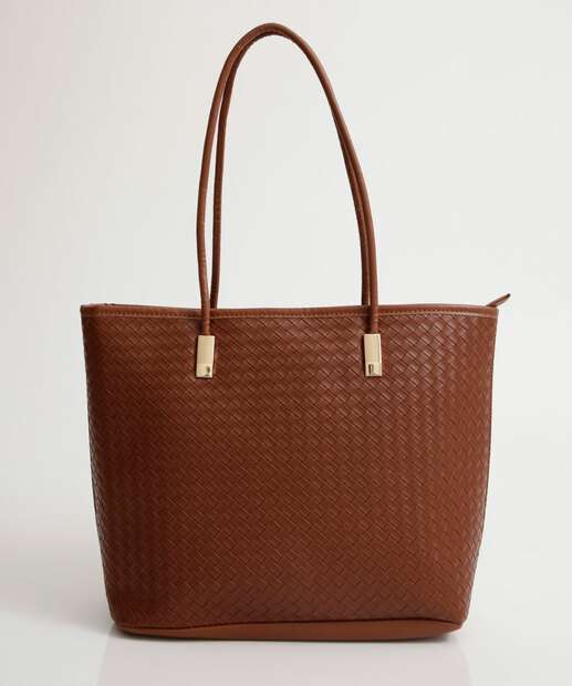 Bolsa De Ombro Tote Feminina Textura Marisa Marrom