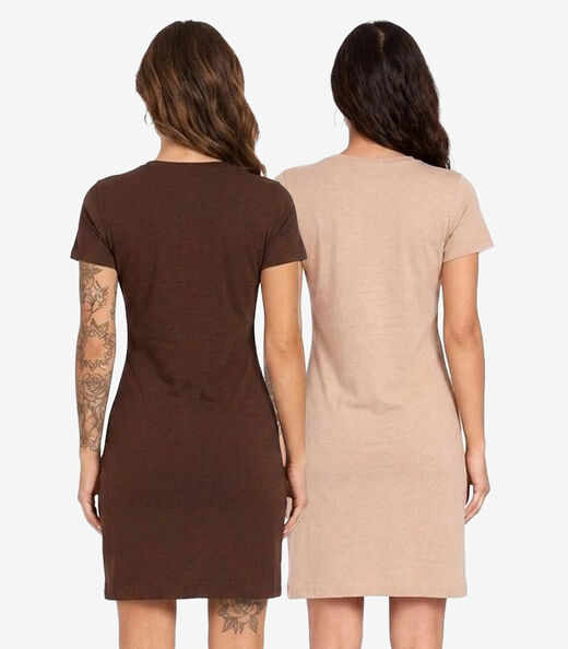 Kit 2 Vestidos Femininos Curto Com Manga Infinita Cor Sortidos