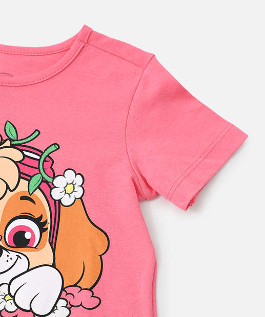 Camiseta Infantil Sky Patrulha Canina Tam 1 a 3 Rosa