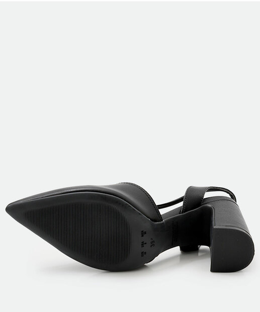 Scarpin Feminino Slingback Salto Grosso Bebecê Preto