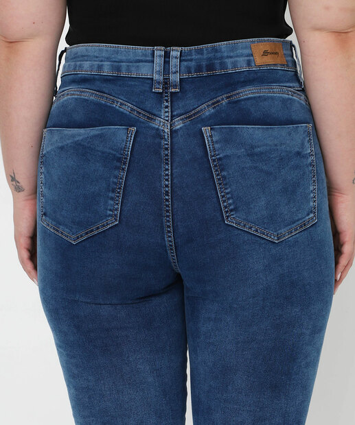Calça Plus Size Feminina Skinny Jeans Sawary Azul