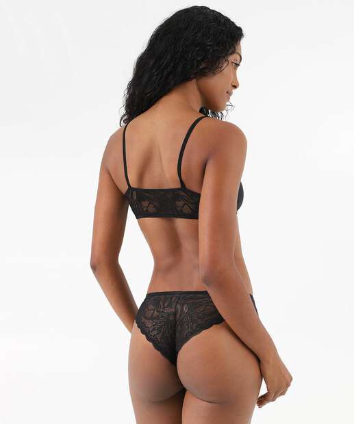 Calcinha Biquíni Recorte Renda Marisa Preto