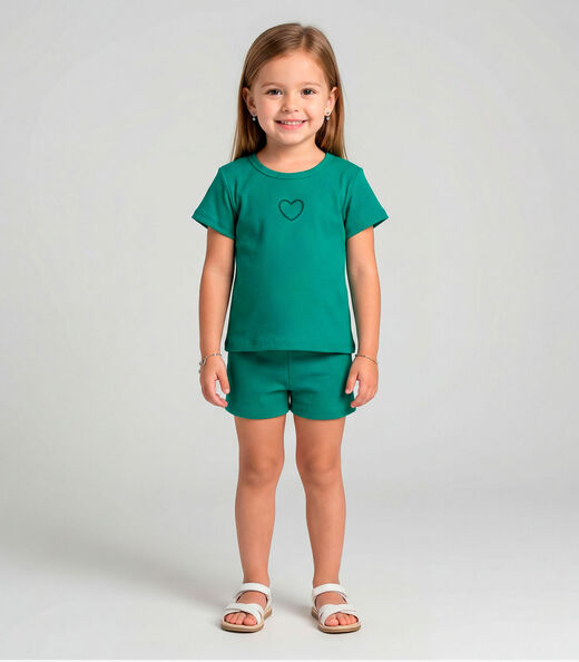 Image_Conjunto Infantil Feminino Blusa e Short Select Verde