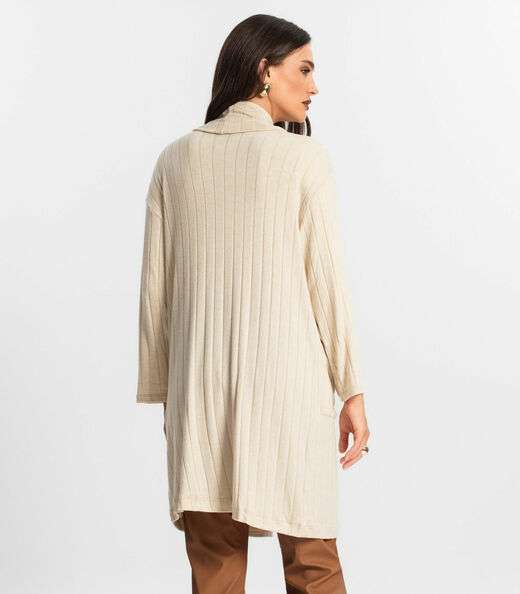 Cardigan Tricot Alongado Feminino Endless Bege