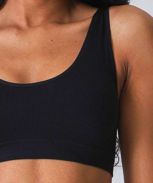 Sutiã Top Sem Bojo Canelado Alças Largas Marisa 