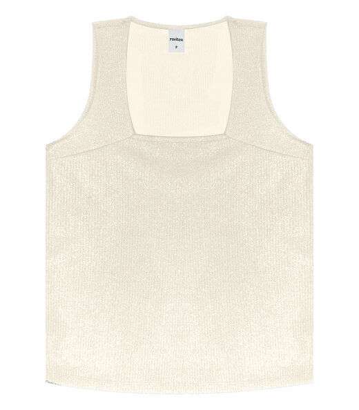 Regata Feminina Em Ribana Canelada Lurex Rovitex Bege