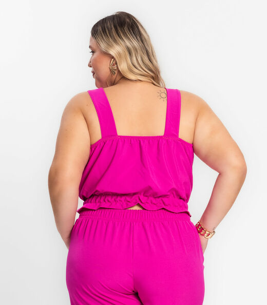 Regata Cropped Plus Size Neon Secret Glam Rosa