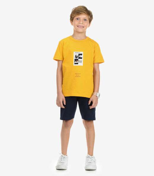 Conjunto Camiseta com Bermuda Menino Rovi Kids Amarelo