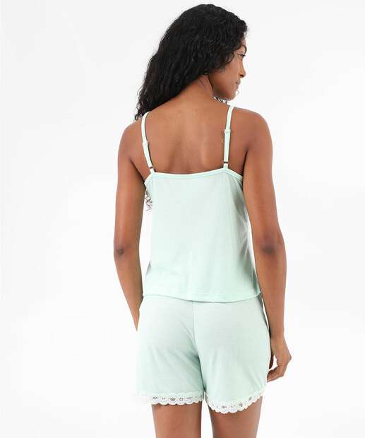 Pijama Feminino Maternidade Canelado Marisa Verde