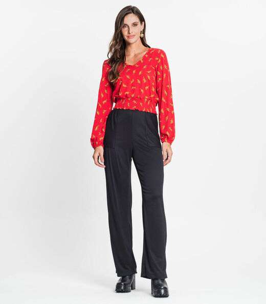 Calça Feminina Em Ribana Duo Rovitex Preto