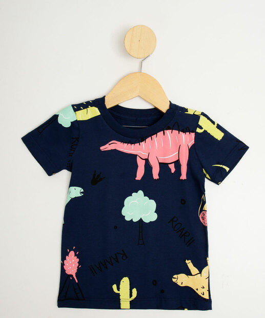 Camiseta Infantil Dinossauro MR Tam 1 a 4