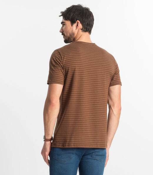 Camiseta Masculina Cotton Listrado Diametro Marrom