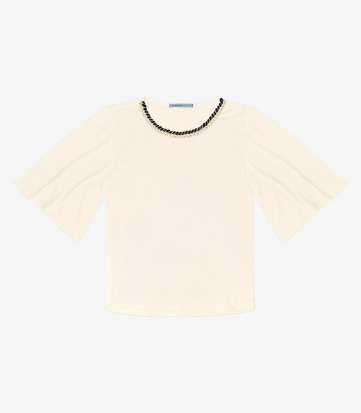 Blusa Feminina Manga Curta Endless Bege