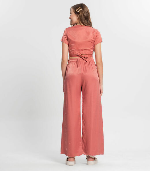 Calça Juvenil Feminina Em Viscopoly Glow Minty Laranja