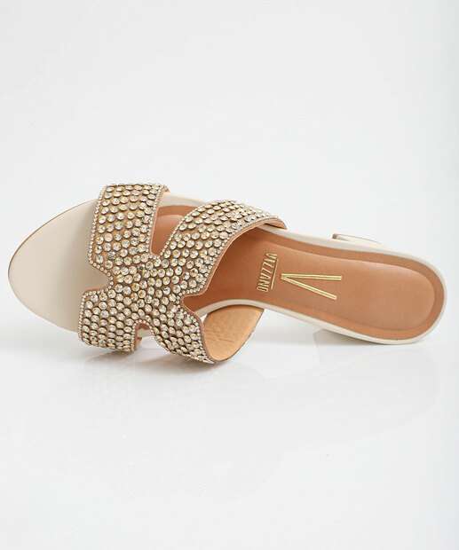 Tamanco Feminino Salto Grosso Strass Vizzano