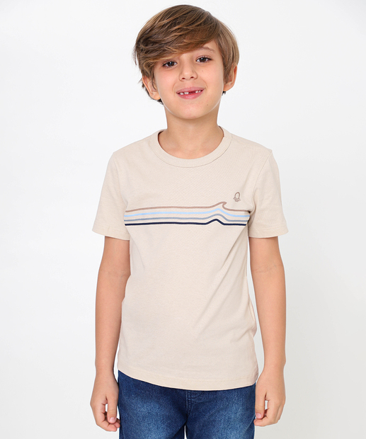 Image_Camiseta Infantil Manga Curta Estampada MR Tam 4 a 10 Bege