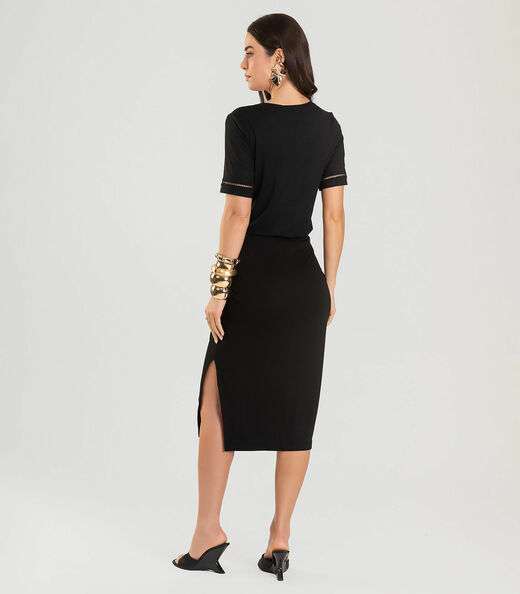 Saia Midi Feminina Dianna Preto