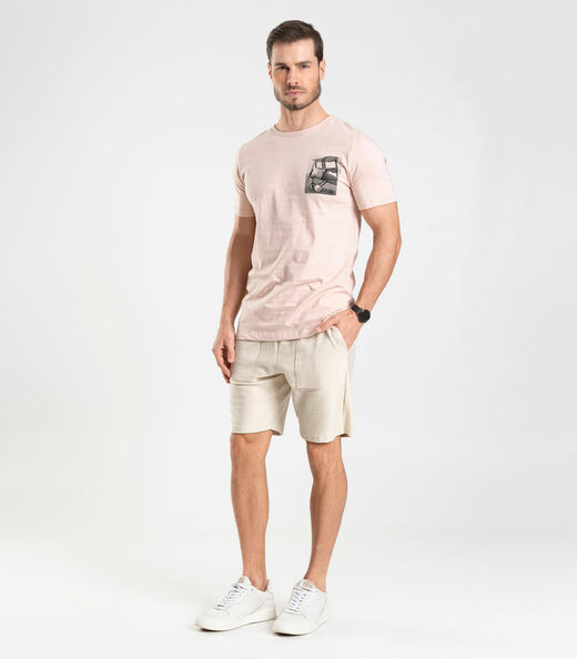 Camiseta Masculina Meia Malha Diametro Rosa