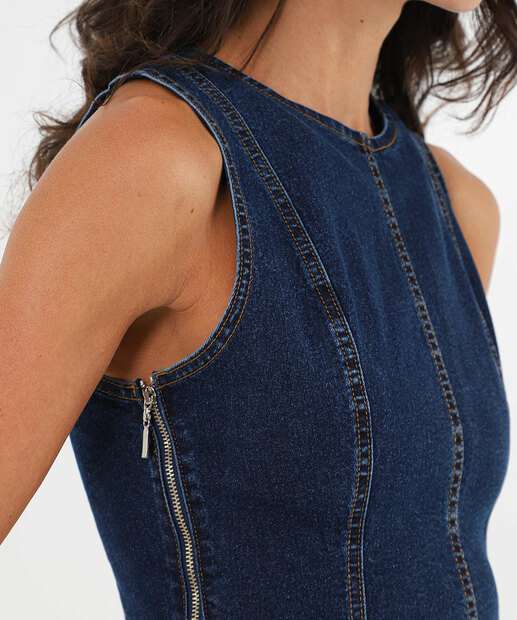 Blusa Feminina Peplum Jeans Marisa Azul