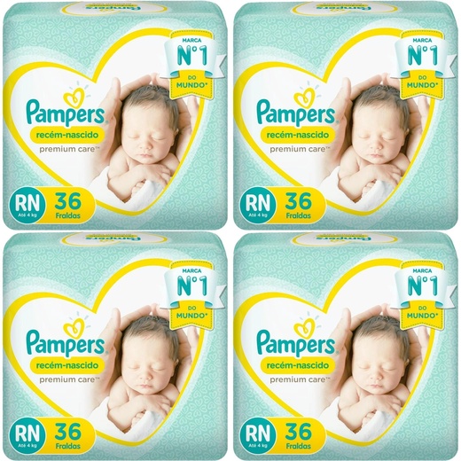 Image_Kit 4 Fraldas Recem Nascido Premium Care ”Rn” Pampers Simples c/ 36 Unidades cad