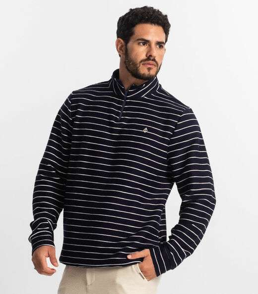 Blusão Masculino Moletinho Listrado Diametro Azul