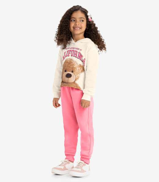 Calça Infantil Em Moletom Rovi Kids Rosa