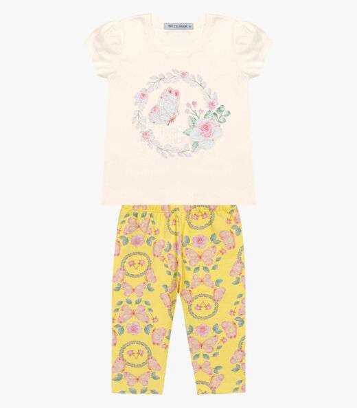Conjunto Infantil Blusa Com Legging Trick Nick Amarelo