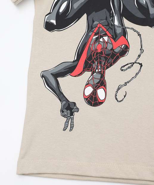Camiseta Infantil Homem Aranha Marvel Tam 4 a 10 Bege