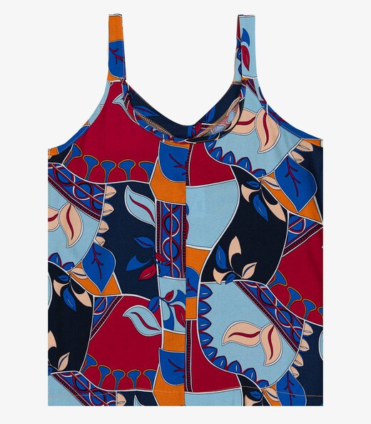 Regata Feminina Quadriculada Infinita Cor Azul