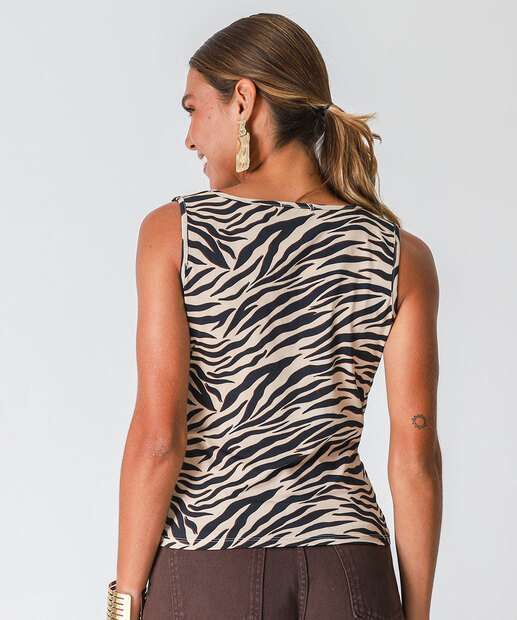 Blusa Feminina Degagê Estampada Marisa Bege