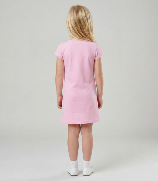 Vestido Infantil Manga Curta Estampado Select Rosa