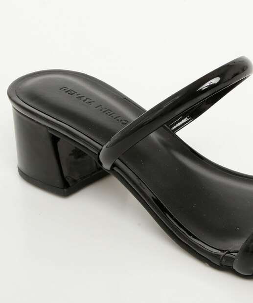 Tamanco Feminino Salto Grosso Verniz Renata Mello Preto