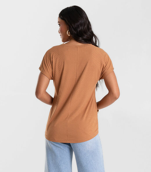 Blusa Feminina Canelada Rovitex Marrom
